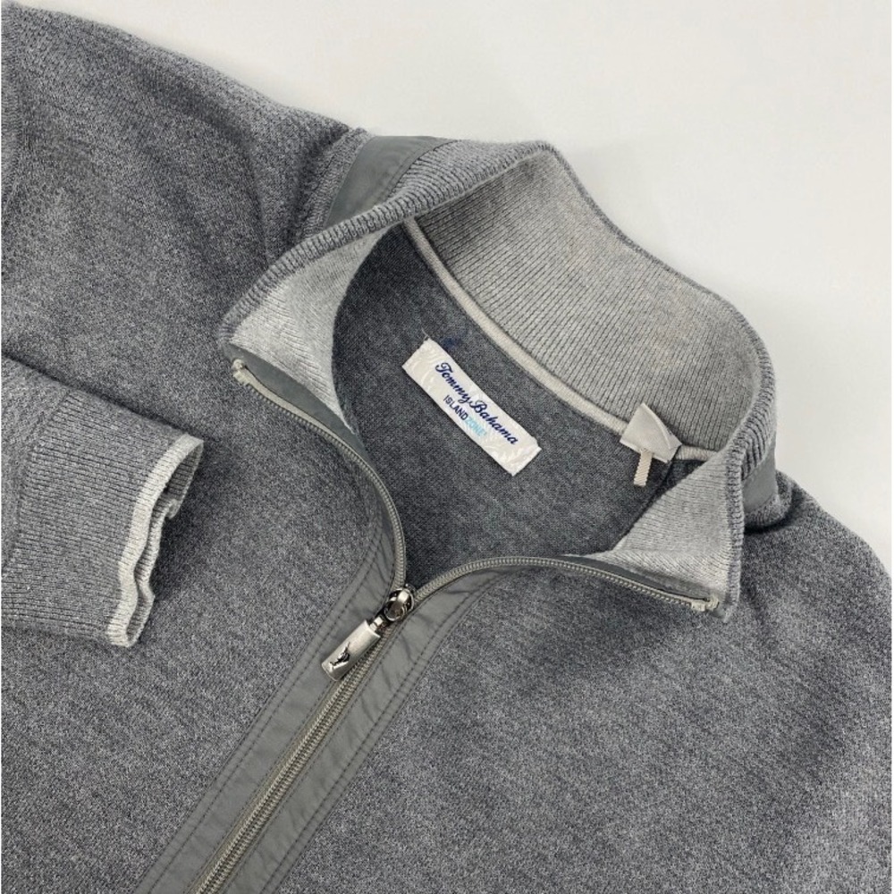 Tommy Bahama Island‎ Zone Sweater Mens Extra Large Gray Full Zip Performance